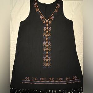 Embroidered Black Sleeveless Boho tank dress swim cover